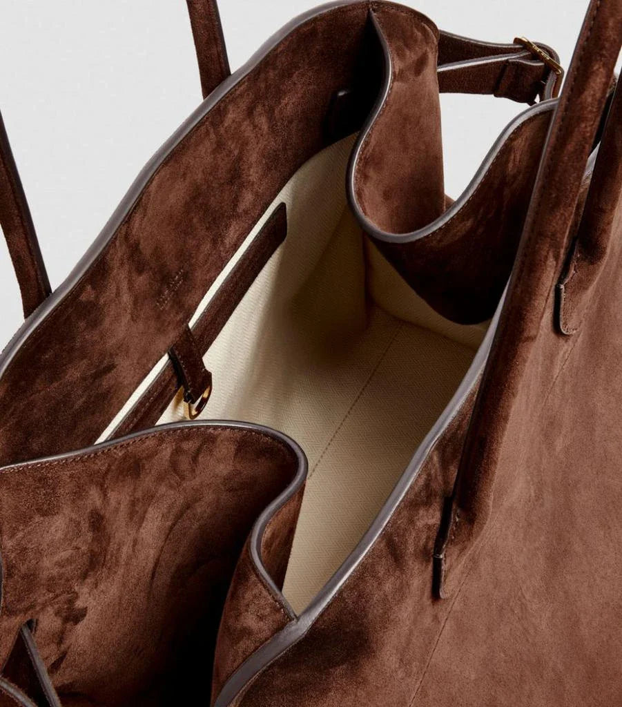 Large Tote Shoulder Bag with Spacious Interior - Henna Brown