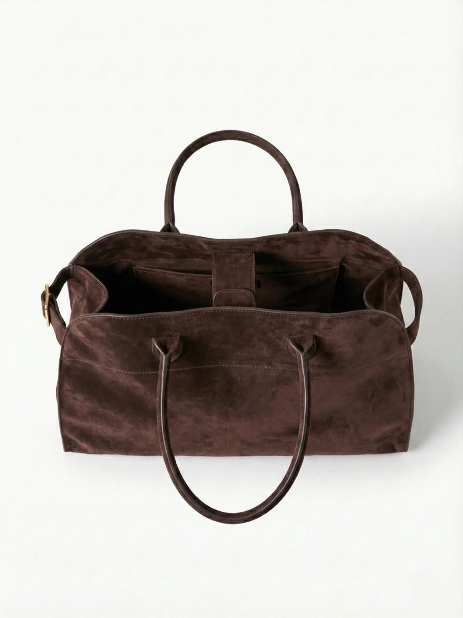 Large Tote Shoulder Bag with Spacious Interior - Henna Brown