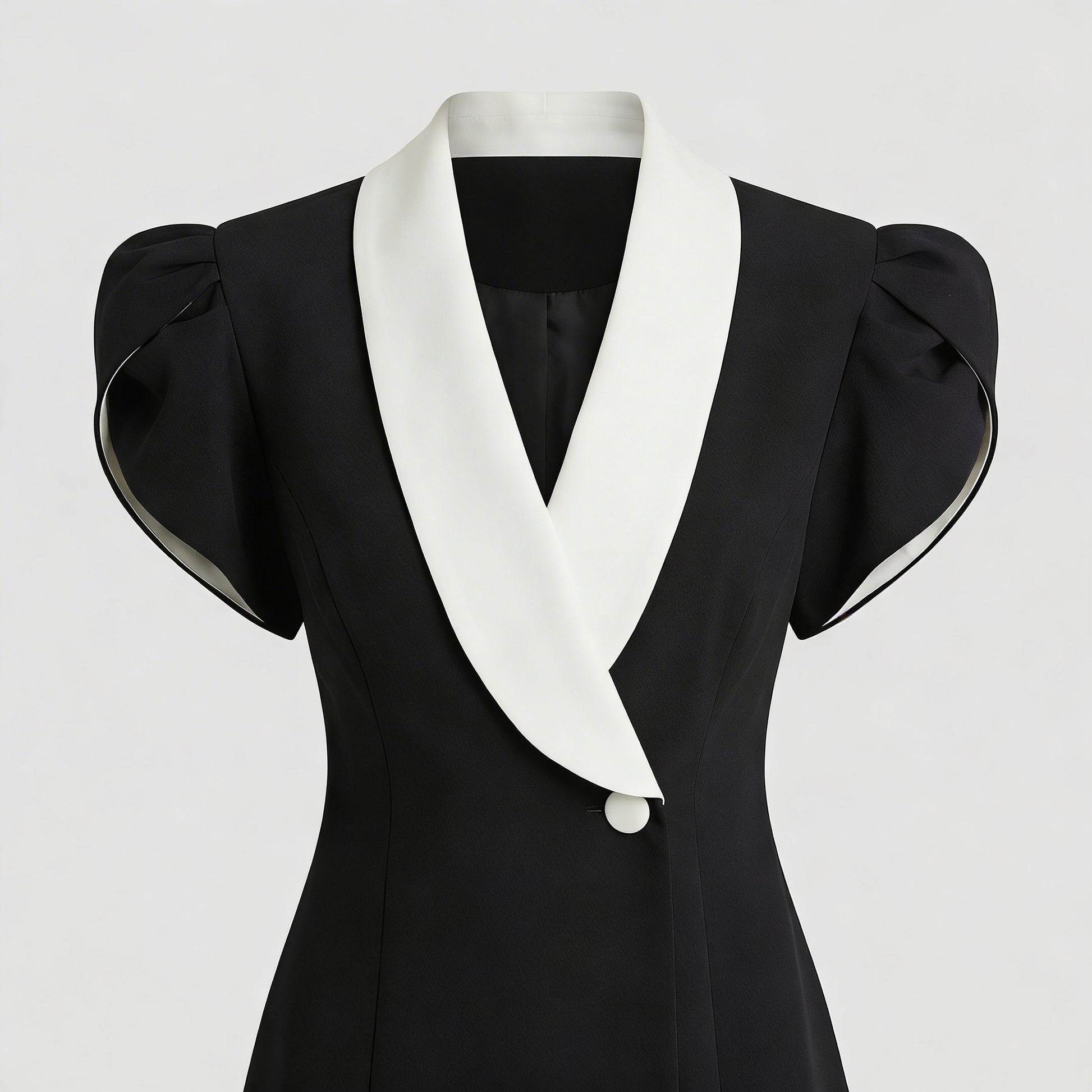 Black Colour Block Top and Pencil Skirt Set