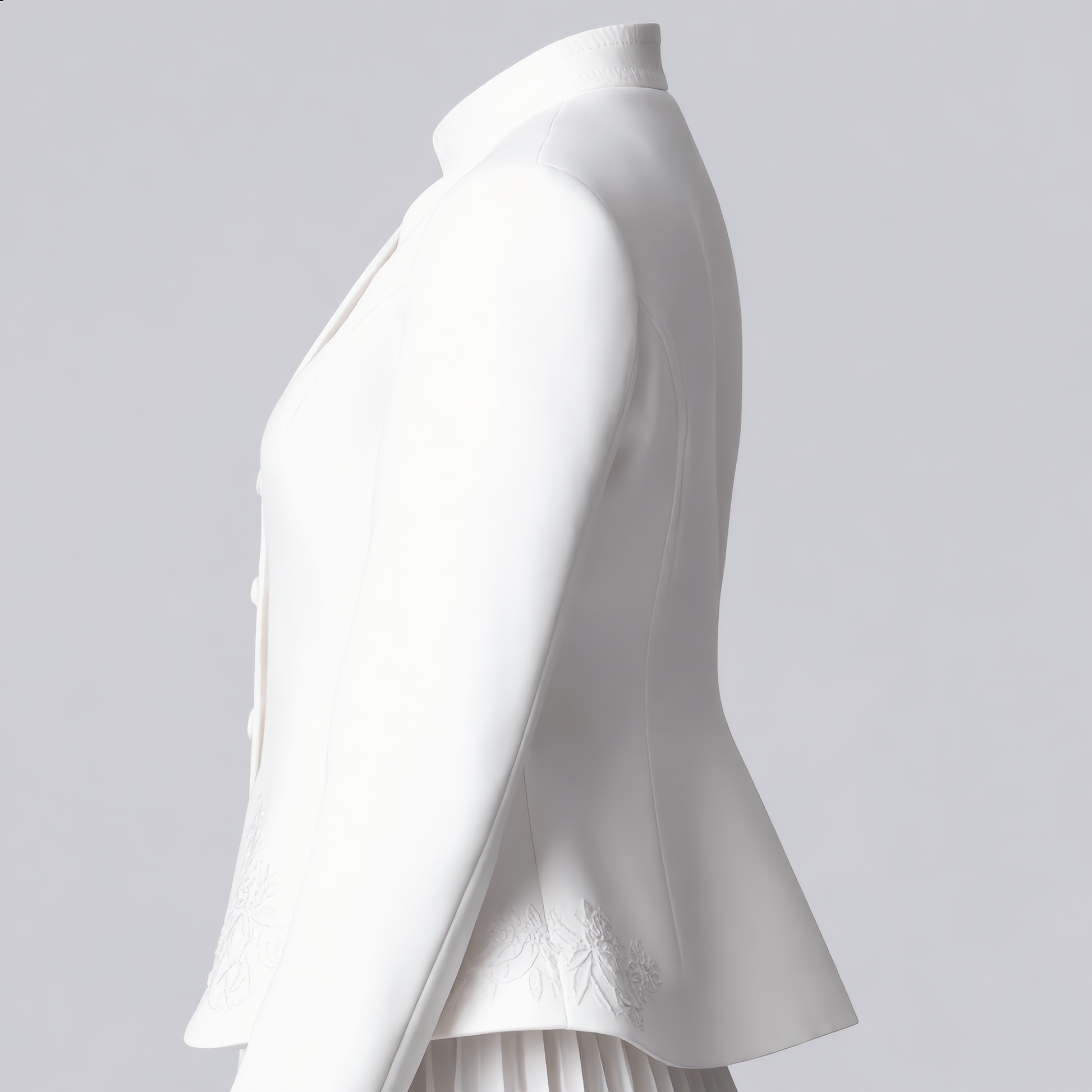 Embroidered Blazer & Pleated Midi Skirt Set