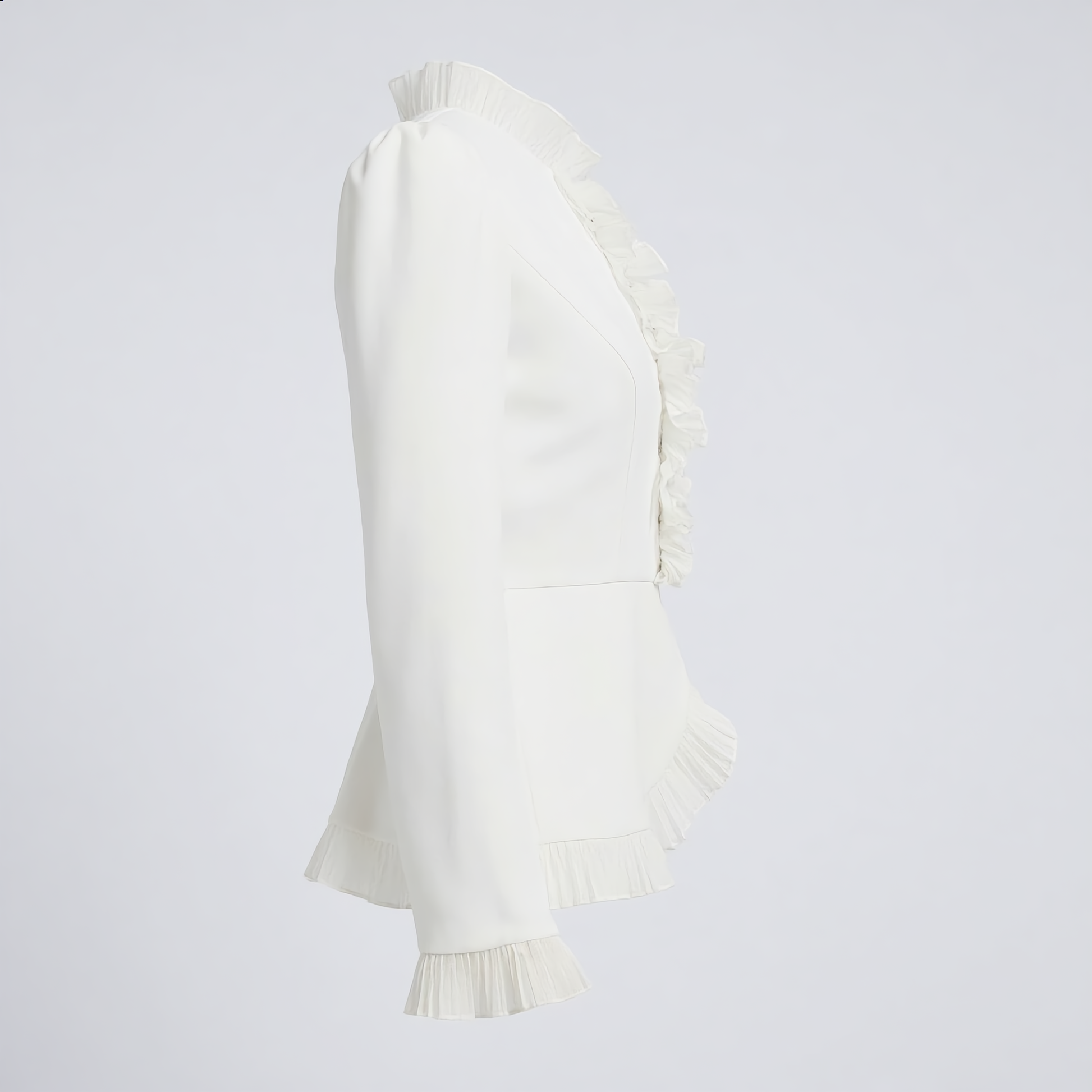White Rhinestone-Trimmed Top with Tiered Ruffle Skirt