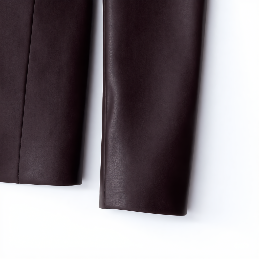 Brown Faux Leather Blazer-Style Mini Dress