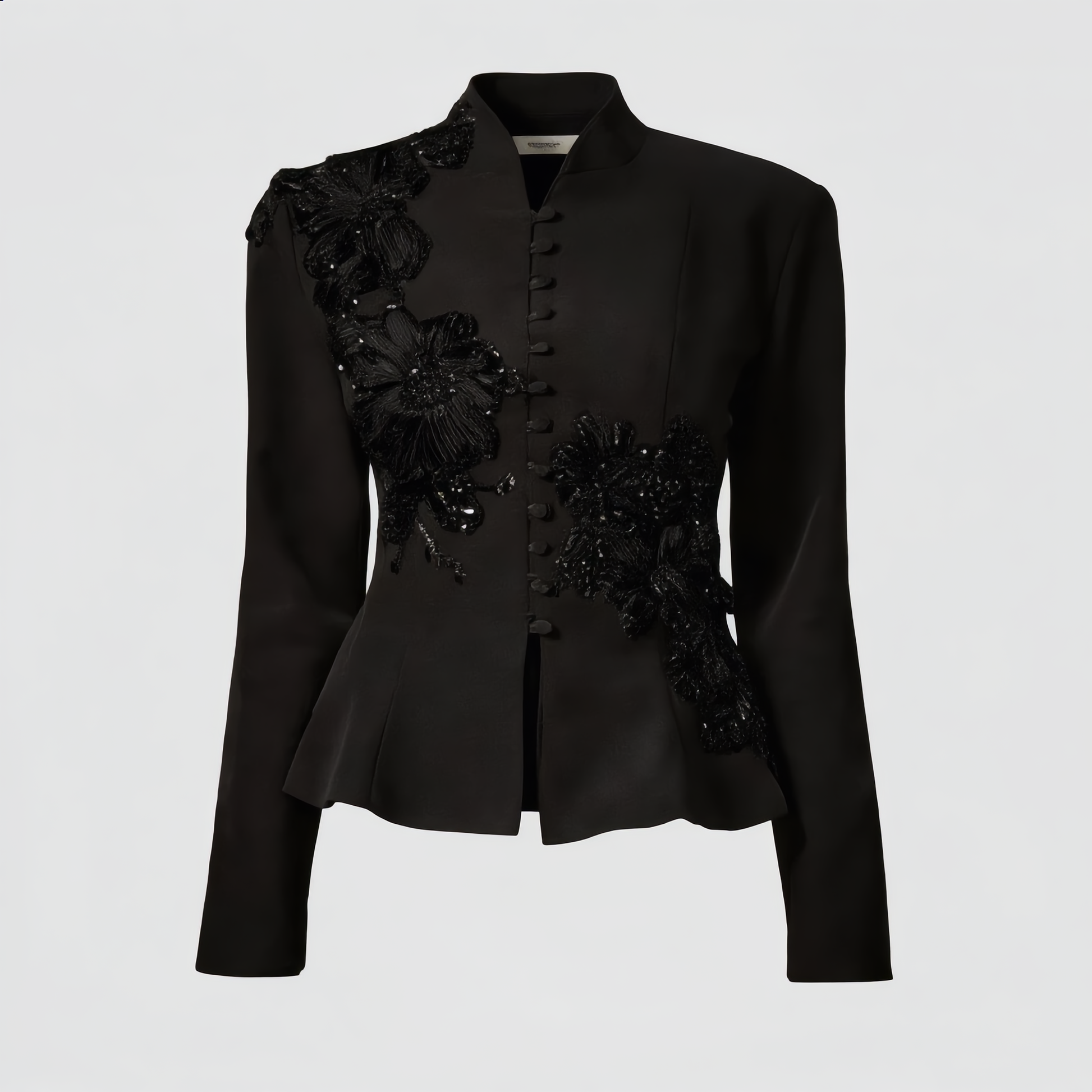 Black Lace Jacket with Pleated Skirt