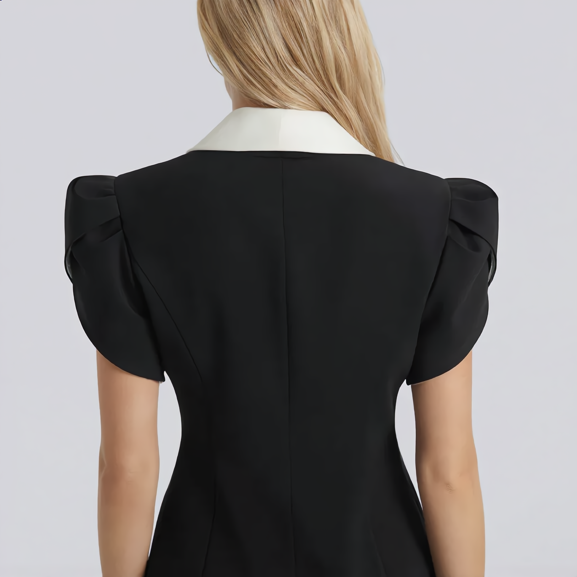 Black Colour Block Top and Pencil Skirt Set