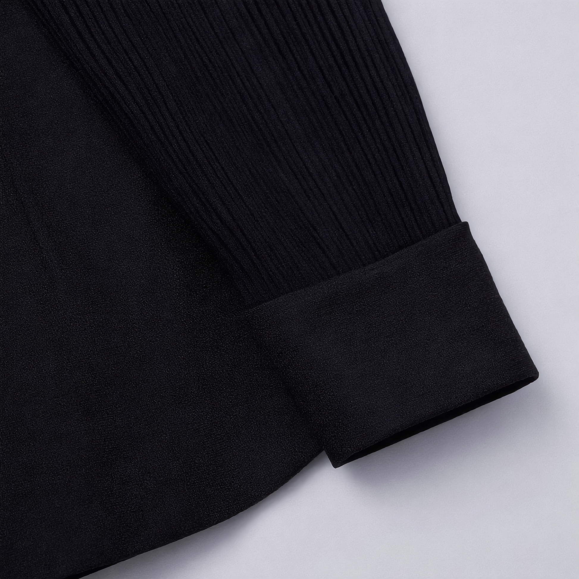 Black Ruffled Blazer with Pleated Skirt