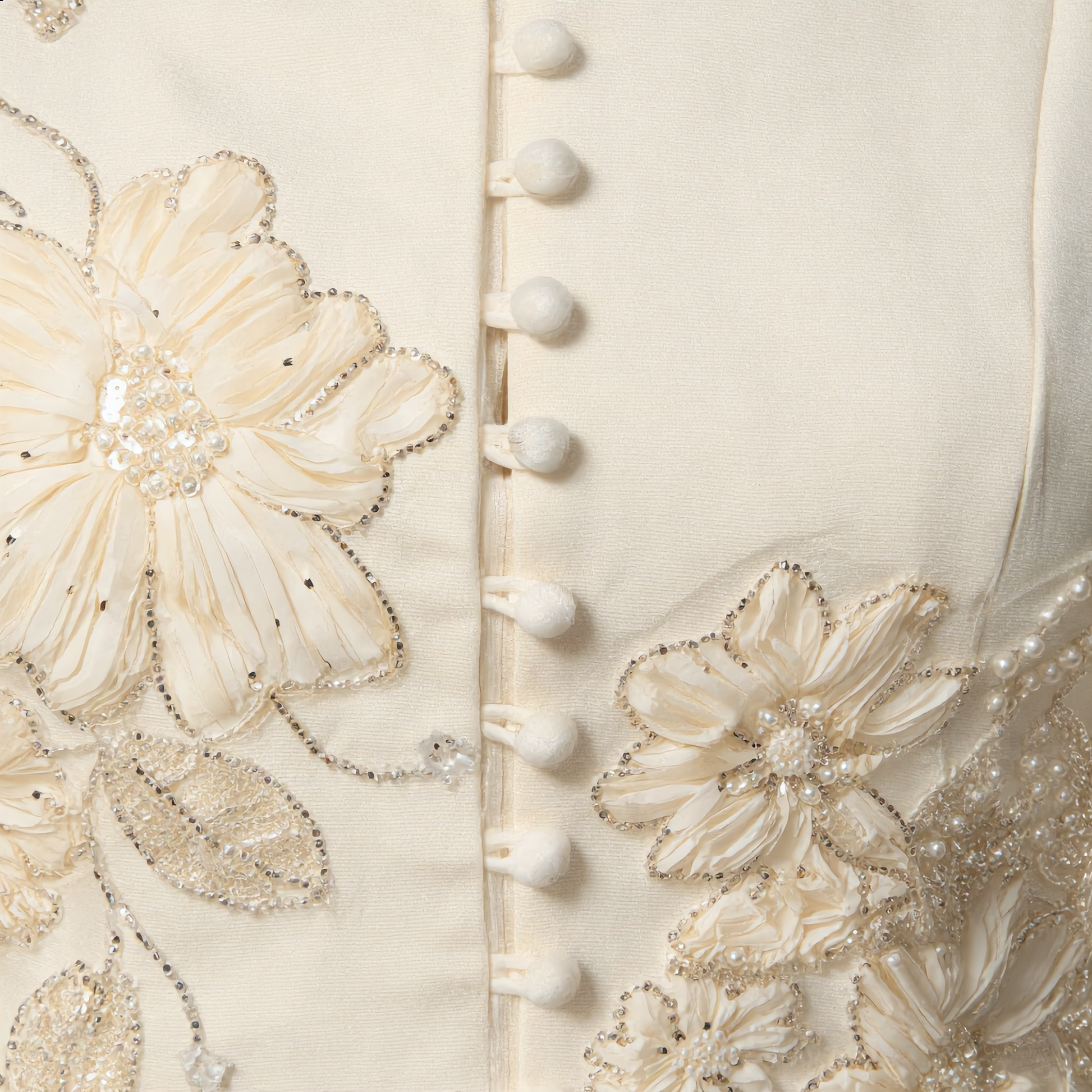 White Lace Embroidered Jacket & Pleated Skirt Set