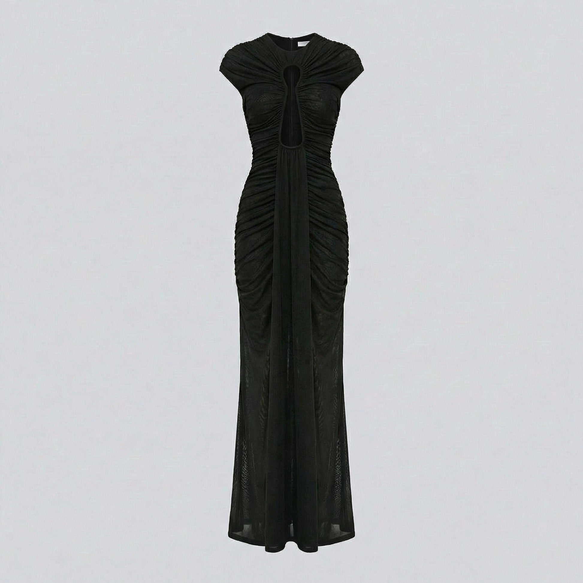 Sculpted Draped Evening Dress with Refined Cut-Out Detail