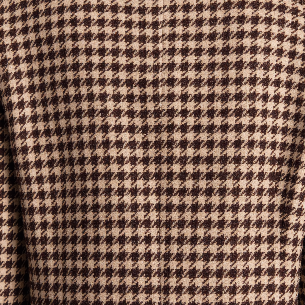 Classic Houndstooth Blazer with a Structured Belted Design