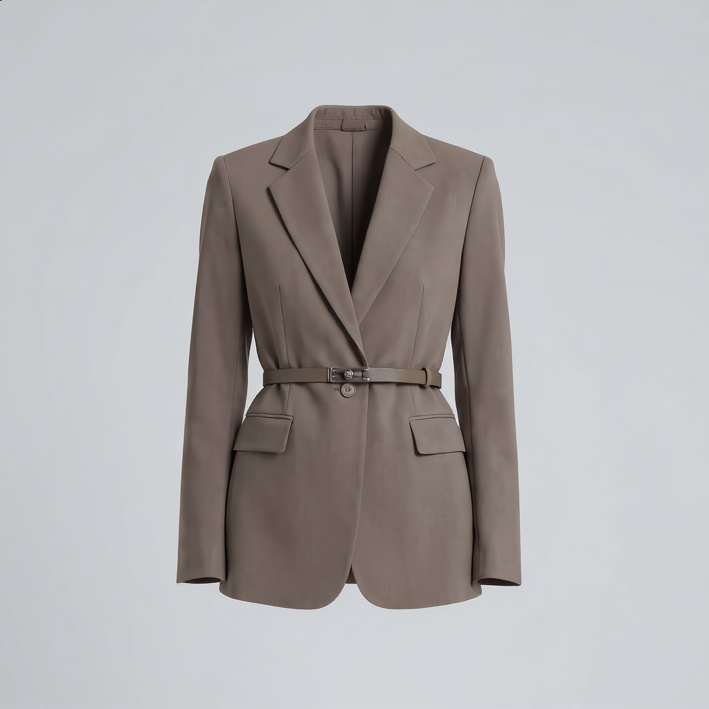 Belted Tailored Blazer Polished Slim-Fit Style
